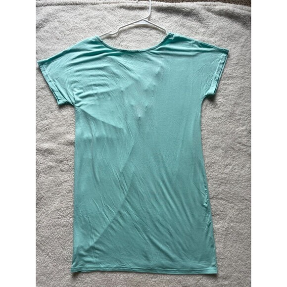 Mint Blue Dress With Pockets Criss Cross Short Sleeve Beach Tunic T Shirt Dress - Picture 6 of 12